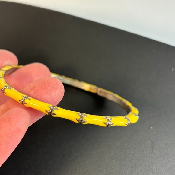 KJL Kenneth Jay Lane Bangle Vintage Yellow Elegant Bamboo Design - Picture 6 of 9